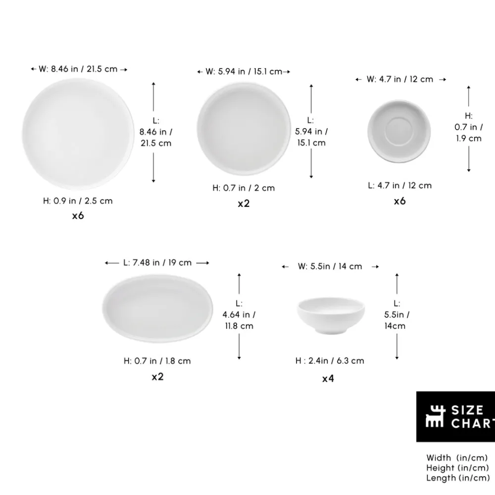 Outlet Stream Pure Cordelia 20-Piece Porcelain Serveware Set for 6 People, White See All Serveware Sets|Porcelain Serveware Sets