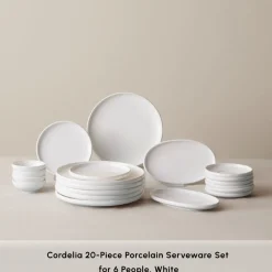 Outlet Stream Pure Cordelia 20-Piece Porcelain Serveware Set for 6 People, White See All Serveware Sets|Porcelain Serveware Sets