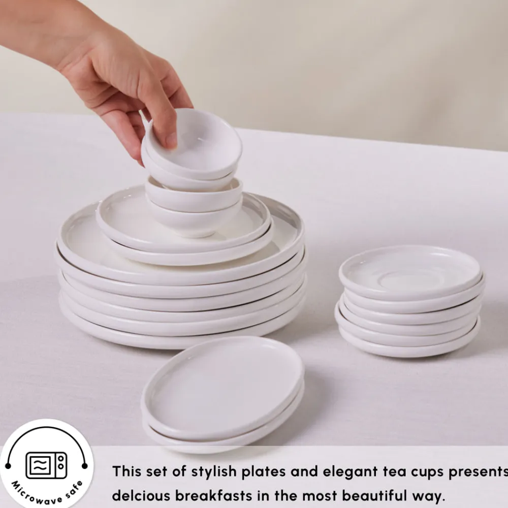 Outlet Stream Pure Cordelia 20-Piece Porcelain Serveware Set for 6 People, White See All Serveware Sets|Porcelain Serveware Sets