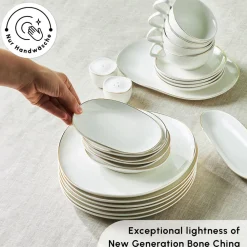 Discount Stream Pure Middle 34-Piece Serveware Set for 6 People, White See All Serveware Sets|Porcelain Serveware Sets