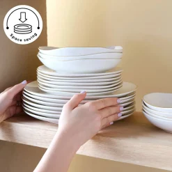 Discount Stream Pure Middle 34-Piece Serveware Set for 6 People, White See All Serveware Sets|Porcelain Serveware Sets