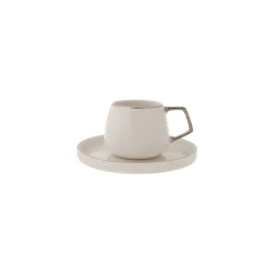 Outlet Streamline 12-Piece Porcelain Espresso Turkish Coffee Cup Set for 6 People, 100ml, White Silver Espresso & Turkish Coffee Cup Sets