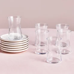 Best Streamline Saturn 12-Piece Turkish Tea Set for 6 People, Platin Turkish Tea Sets