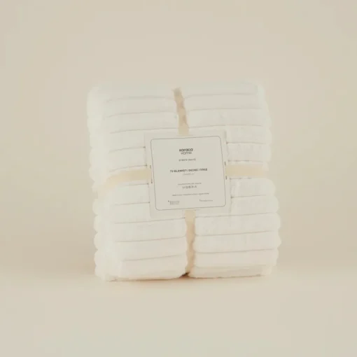Clearance Stripe Sherpa Blanket, 130x150cm, White Throws & Blankets