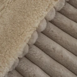 Best Stripe Sherpa Blanket, 150x200cm, Single, Light Grey Throws & Blankets