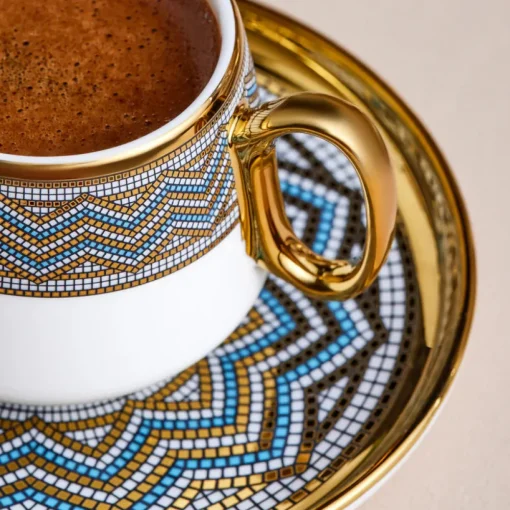 Clearance Suadiye 12-Piece Porcelain Espresso Turkish Coffee Cup for 6 People, 90ml, Blue Espresso & Turkish Coffee Cup Sets