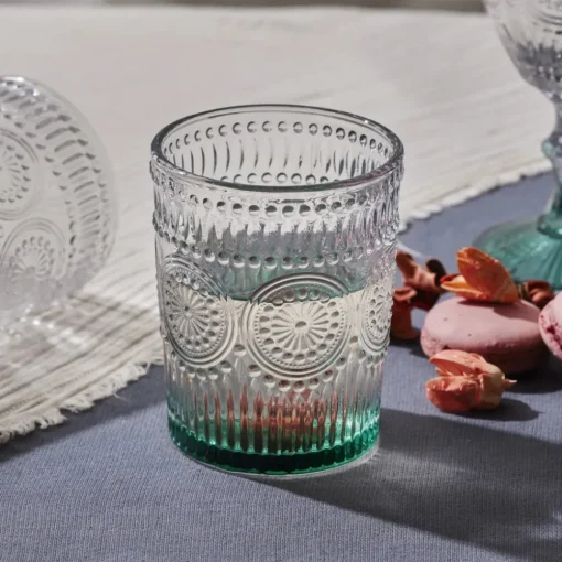 Sale Sunflower Glass Tumbler Glass, 250ml, Transparent Green Tumbler Glasses