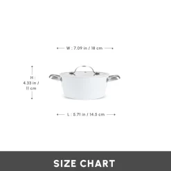 New Swiss Crystal Almond Cream Non-Stick Induction Stainless Steel Handle Casserole & Lid, 18cm, Cream Pots|Ceramic Cookware