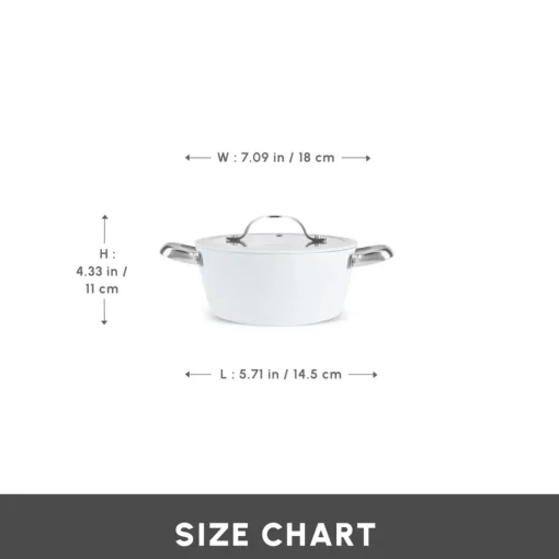 New Swiss Crystal Almond Cream Non-Stick Induction Stainless Steel Handle Casserole & Lid, 18cm, Cream Pots|Ceramic Cookware