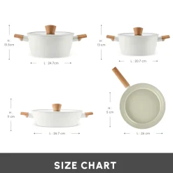 Best Swiss Crystal Almond 7-Piece Non-Stick Induction Cookware Set, Cream Induction Cookware|Ceramic Cookware