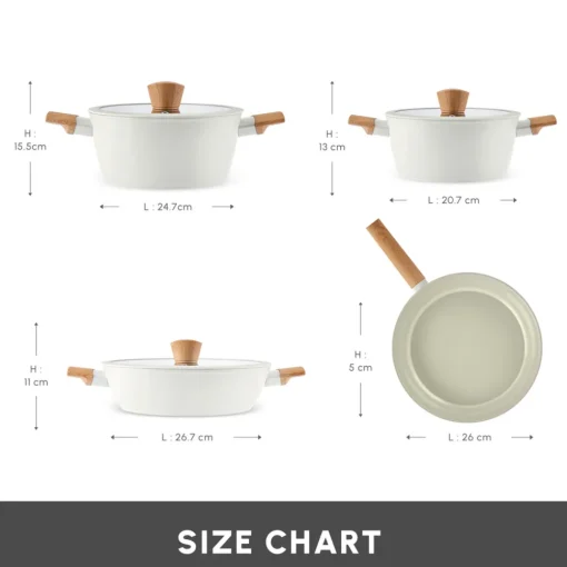 Best Swiss Crystal Almond 7-Piece Non-Stick Induction Cookware Set, Cream Induction Cookware|Ceramic Cookware