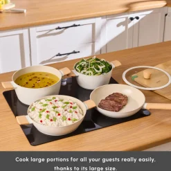 Best Swiss Crystal Almond 7-Piece Non-Stick Induction Cookware Set, Cream Induction Cookware|Ceramic Cookware