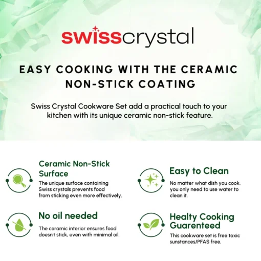 Swiss Crystal Almond Cream Non-Stick Induction Stainless Steel Handle Casserole & Lid, 20cm, Cream Pots|Ceramic Cookware