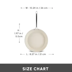 Swiss Crystal Almond Cream Non-Stick Induction Stainless Steel Handle Pan, 26cm, Cream Pans|Ceramic Cookware
