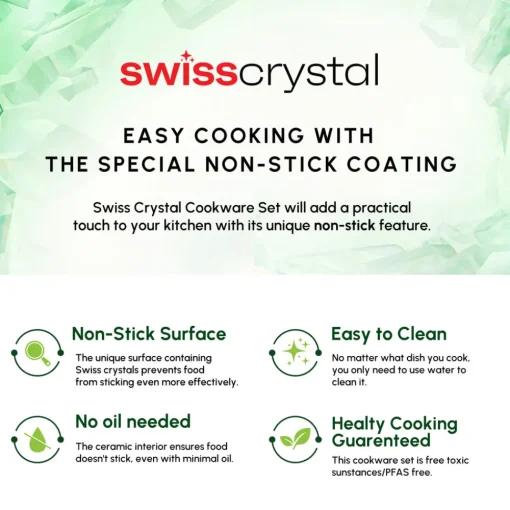 New Swiss Crystal Almond Cream Non-Stick Induction Stainless Steel Handle Casserole & Lid, 24cm, Cream Pots|Ceramic Cookware