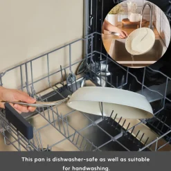 Best Swiss Crystal Almond Cream Non-Stick Induction Stainless Steel Handle Pan, 32cm, Cream Pans|Ceramic Cookware