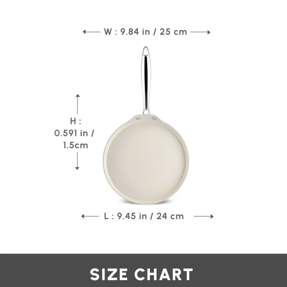 Online Swiss Crystal Almond Cream Non-Stick Induction Stainless Steel Handle Pancake Pan, 25cm, Cream Pans|Ceramic Cookware