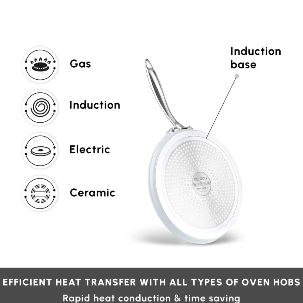 Online Swiss Crystal Almond Cream Non-Stick Induction Stainless Steel Handle Pancake Pan, 25cm, Cream Pans|Ceramic Cookware