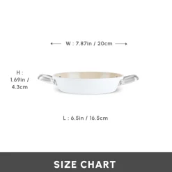 Best Swiss Crystal Almond Cream Non-Stick Induction Stainless Steel Handle Shallow Pan, 20cm, Cream Ceramic Cookware|Pans