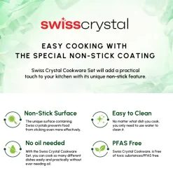 Online Swiss Crystal Fancy 7-Piece Ceramic Non-Stick Induction Cookware Set, Black Ceramic Cookware