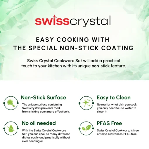 Online Swiss Crystal Fancy 7-Piece Ceramic Non-Stick Induction Cookware Set, Black Ceramic Cookware