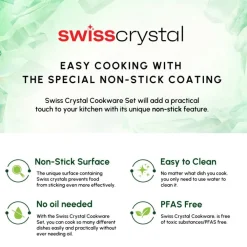 Swiss Crystal Non-Stick Induction Stockpot with Lid, 24cm, Creamy Ceramic Cookware