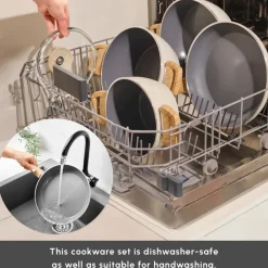 Clearance Swiss Crystal Non-Stick Induction Saucepan, 18cm, Creamy Pans|Ceramic Cookware