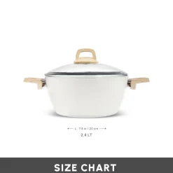 Best Swiss Crystal Non-Stick Induction Stockpot with Lid, 20cm, Creamy Ceramic Cookware