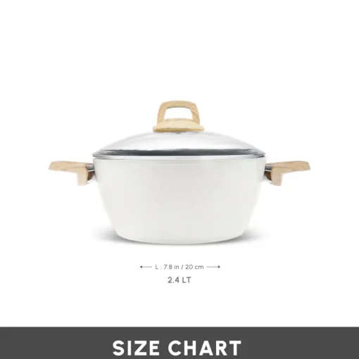 Best Swiss Crystal Non-Stick Induction Stockpot with Lid, 20cm, Creamy Ceramic Cookware