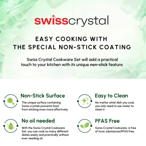Best Swiss Crystal 15-Piece Non-Stick Induction Cookware Set, Creamy Ceramic Cookware