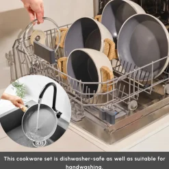Best Swiss Crystal 15-Piece Non-Stick Induction Cookware Set, Creamy Ceramic Cookware