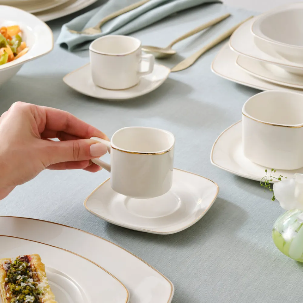 New Timeless 25-Piece Porcelain Tea & Coffee Cup Set, Espresso & Turkish Coffee Cup Sets