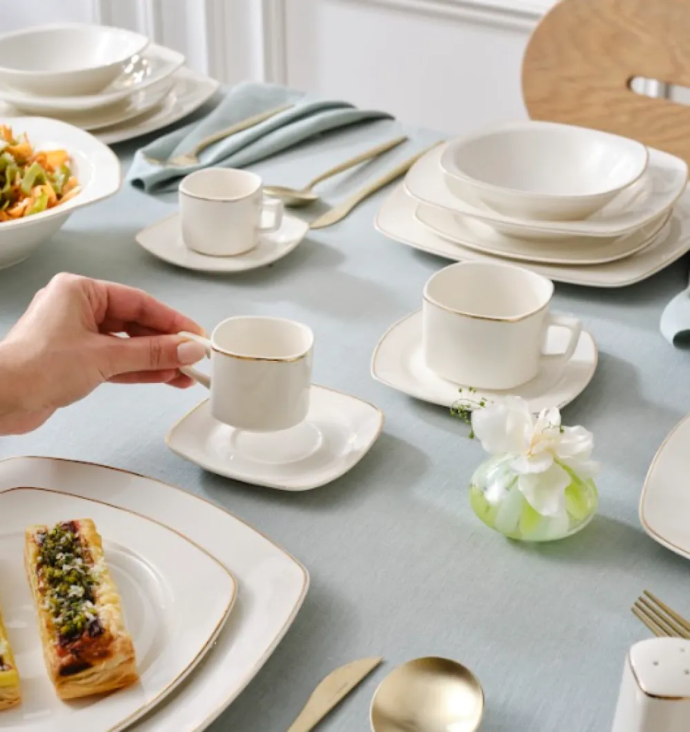 New Timeless 25-Piece Porcelain Tea & Coffee Cup Set, Espresso & Turkish Coffee Cup Sets