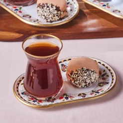 Discount Tulip 12-Piece Glass Turkish Tea Set for 6 People, 132ml, Multi Turkish Tea Sets