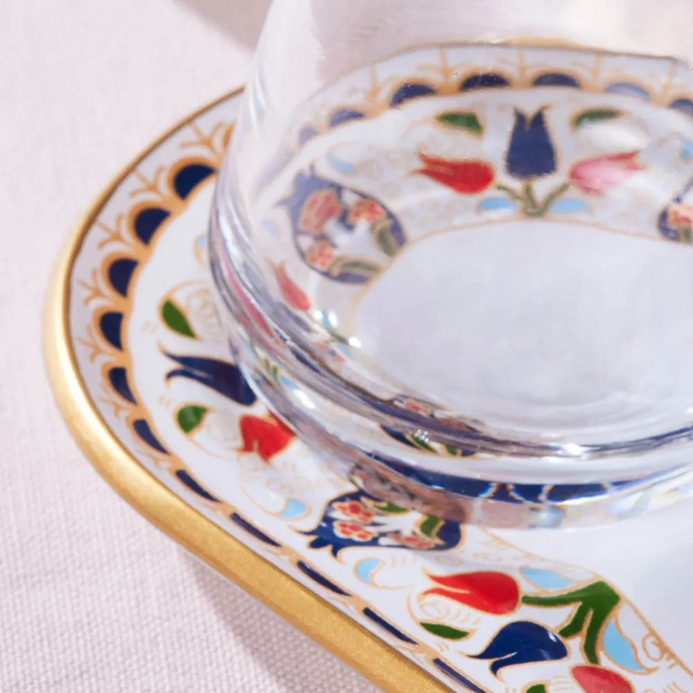 Discount Tulip 12-Piece Glass Turkish Tea Set for 6 People, 132ml, Multi Turkish Tea Sets