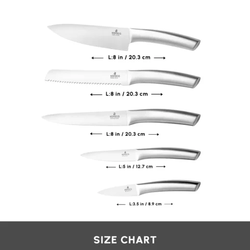 Venus 6 Piece Knife Block Set, Silver Knife Sets