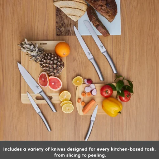 Venus 6 Piece Knife Block Set, Silver Knife Sets