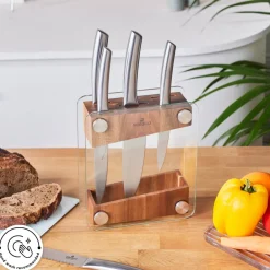 Venus 6 Piece Knife Block Set, Silver Knife Sets