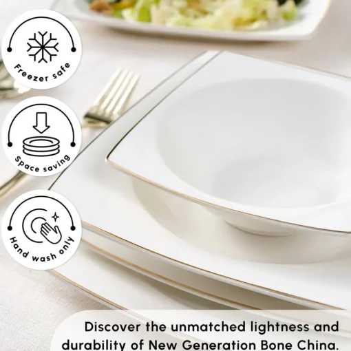 Vesta 52-Piece Bone China Dinner Set for 12 People, Bone China Dinner Sets|See All Dinner Sets