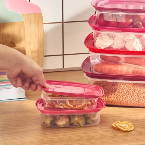 Sale Vicks Velvet 6-Piece Storage Container, Red Storage Containers