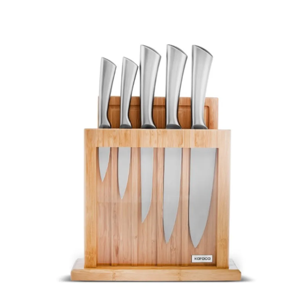 Vigor 7-Piece Knife Set and Chopping Board, Wood Knife Sets