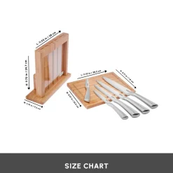 Vigor 7-Piece Knife Set and Chopping Board, Wood Knife Sets