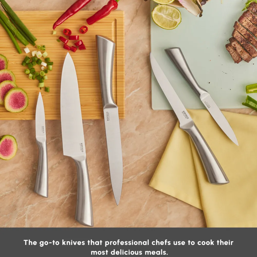 Vigor 7-Piece Knife Set and Chopping Board, Wood Knife Sets