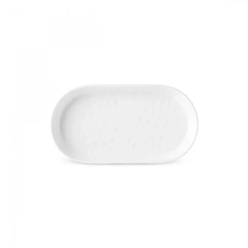 x by Refika Bembeyaz Bone China Oval Serving Platter, 18cm, White Serving Platters