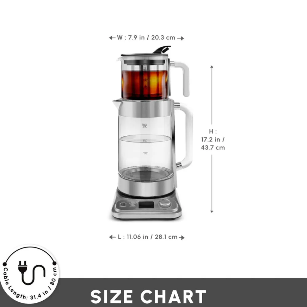 Sale x by Refika XL Glass Tea Maker and Kettle, 2200W, 2,8L, Tea Machines