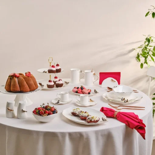Discount X Müge Anlı Bone China 2-Tier Cake Stand, 27cm, White Serving Platters