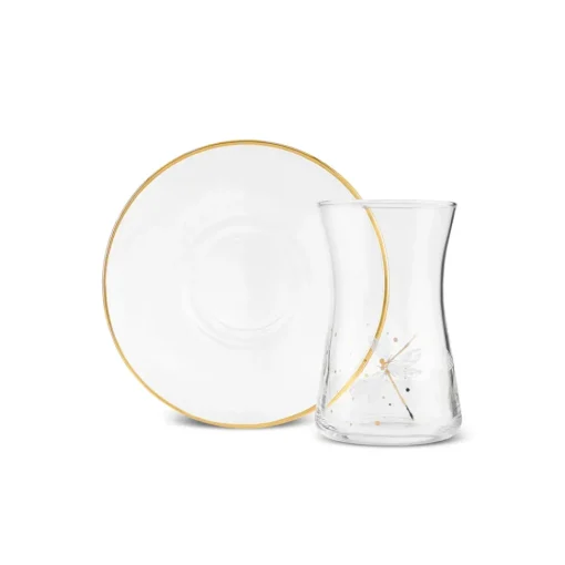 Best Yusufçuk 12-Piece Glass Turkish Tea Set for 6 People, 170ml, Turkish Tea Sets
