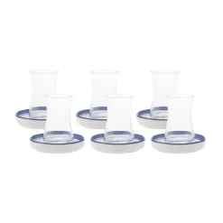 Online Zeher 12 Piece Stoneware Turkish Tea Set for 6 People, 160ml, Multi Turkish Tea Sets