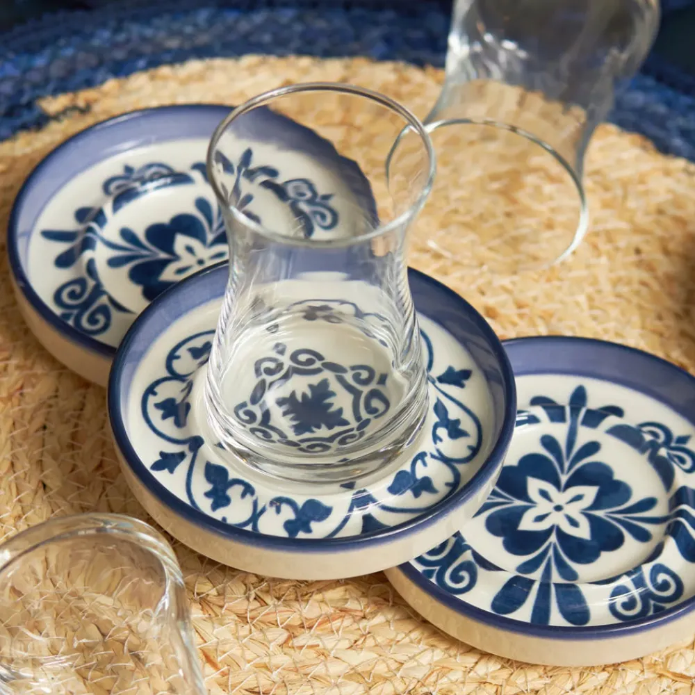 Online Zeher 12 Piece Stoneware Turkish Tea Set for 6 People, 160ml, Multi Turkish Tea Sets