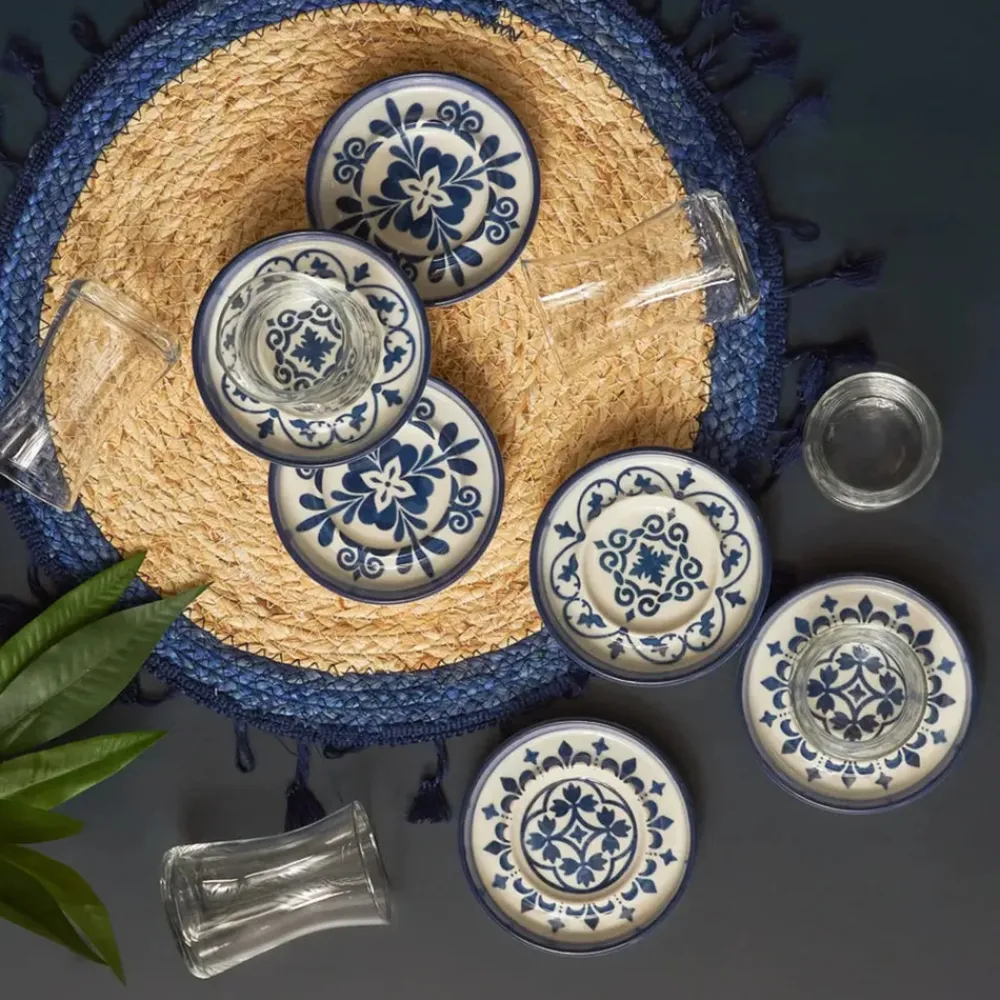 Online Zeher 12 Piece Stoneware Turkish Tea Set for 6 People, 160ml, Multi Turkish Tea Sets